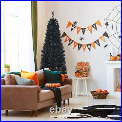 Topbuy 6ft Pre-lit Christmas Halloween Tree Hinged Artificial Pencil Tree with