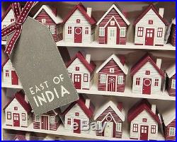 Traditional Wooden Red House Advent Village XMAS Display Calendar East India New