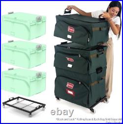 TreeKeeper Stack & LockT Green Christmas Ornament Storage Box