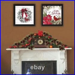 Trendy Decor 4U 2- Piece Vignette Cardinal Wreath Black Framed Wall Art Print