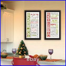 Trendy Decor 4U 2- Piece Vignette Happy Holidays Black Framed Wall Art Print D