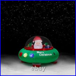 Trim A Home 5Ft Santa In Flying Saucer Inflatable Christmas Outdoor Decoration
