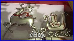 Trimmerry Silver Reindeer & Santa's Sleigh set of 3 Stocking Holders, Christmas