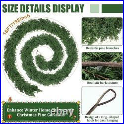 Tulvend 16ft Christmas Cedar Garland Indoor Outdoor