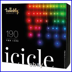Twinkly 190 LED RGB Multicolor 16×2 ft Icicle Lights, Bluetooth Wifi Controlled