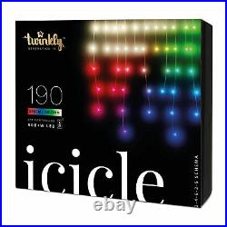 Twinkly 190 LED RGB Multicolor + White 16×2 Ft Icicle Lights, WiFi Controlled
