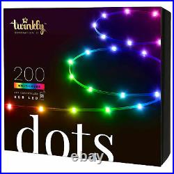 Twinkly Dots Smart 200 RGB LED Lights, 33 Foot Transparent String, Generation II