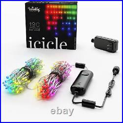 Twinkly Smart Decorations 190 LED RGB App Controlled Icicle Lights, (4 Pack)