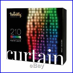 Twinkly Smart Decorations Custom 210 Bulb LED RGB+White Bluetooth Curtain Lights