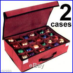 Two (2) 24 Ornament Organizers (Holds 48) Storage Box Bin Case Christmas Holiday