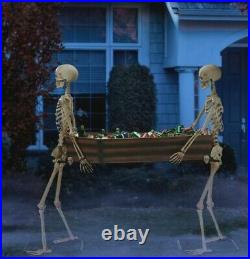 Two 5 foot Skeletons Carrying Coffin Halloween Decor- Fill with Ice or Candy