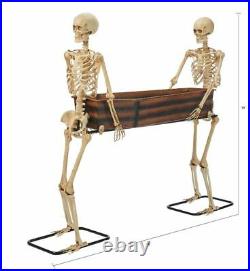 Two 5 foot Skeletons Carrying Coffin Halloween Decor- Fill with Ice or Candy