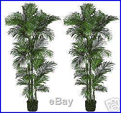 Two 6' Artificial Areca Palm Trees Silk Plants In Pot