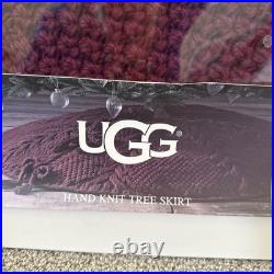 UGG Hand Knit Chunky Cable Crimson Red Christmas Tree SKIRT 54 Round New A95