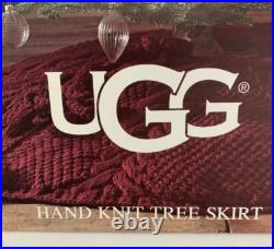 UGG Hand Knit Chunky Cable Crimson Red Christmas Tree Sweater Skirt NEW RARE