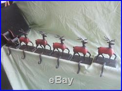 UNBELIEVABLE Set of 6 Reindeer & Sleigh Christmas Holiday Stocking Hangers