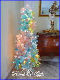 UNICORN Rainbow PASTEL Princess Slim Pencil Pre-Lit Christmas Tree 5 ft by 24
