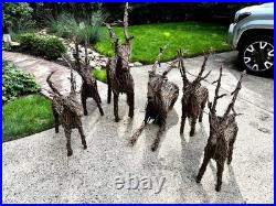UPDATED! Grapevine Deer Outdoor Winter Holiday Decoration Family Of 6 Total