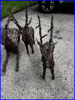 UPDATED! Grapevine Deer Outdoor Winter Holiday Decoration Family Of 6 Total