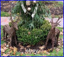 UPDATED! Grapevine Deer Outdoor Winter Holiday Decoration Family Of 6 Total