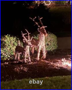 UPDATED! Grapevine Deer Outdoor Winter Holiday Decoration Family Of 6 Total