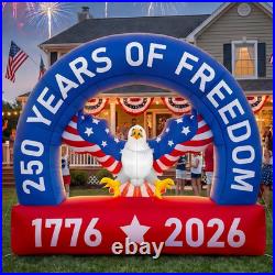 USA 250th Year Arch Inflatable Patriotic Bald Eagle LED Blow-Up Yard Decor