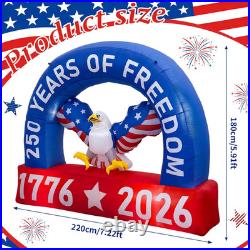 USA 250th Year Arch Inflatable Patriotic Bald Eagle LED Blow-Up Yard Decor USA 250th Year Arch Inflatable Patriotic Bald Eagle LED Blow-Up Yard Decor