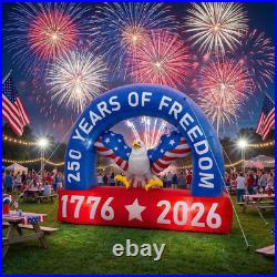 USA 250th Year Arch Inflatable Patriotic Bald Eagle LED Blow-Up Yard Decor USA 250th Year Arch Inflatable Patriotic Bald Eagle LED Blow-Up Yard Decor