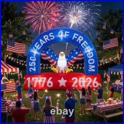 USA 250th Year Arch Inflatable Patriotic Bald Eagle LED Blow-Up Yard Decor USA 250th Year Arch Inflatable Patriotic Bald Eagle LED Blow-Up Yard Decor