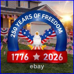 USA 250th Year Arch Inflatable Patriotic Bald Eagle LED Blow-Up Yard Decor USA 250th Year Arch Inflatable Patriotic Bald Eagle LED Blow-Up Yard Decor