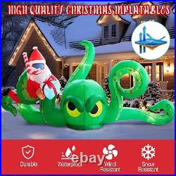 UniqSeason 12FT Christmas Inflatables Green Octopus with Santa and Gift Box