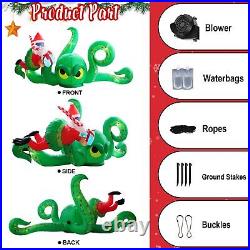 UniqSeason 12FT Christmas Inflatables Green Octopus with Santa and Gift Box