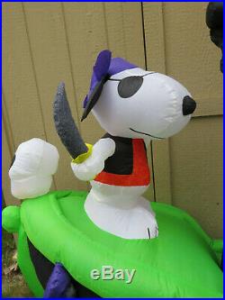 Used Peanuts Snoopy Halloween Airblown Inflatable Pirate Ship 6.5 feet tall