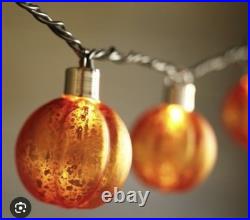 VHTF Pottery Barn MERCURY GLASS PUMPKIN STRING LIGHTS HALLOWEEN READ