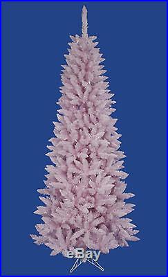 VICKERMAN 6.5' Flocked Cupcake Pink Spruce Slim Artificial Christmas Tree Unlit