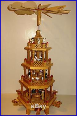 Vintage 4 Tier, 24 German Wood Christmas Nativity Pyramid
