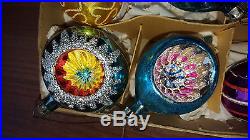 Vintage Box Of 12 Glass Christmas Tree Baubles Ornaments