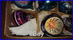 Vintage Box Of 12 Glass Christmas Tree Baubles Ornaments