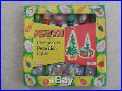 VINTAGE CHRISTMAS LIGHTS 1960s VESTA 12 LAMP FIGURAL SET PERFECT WORKING ORDER