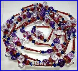VINTAGE INSPIRED HEART CRYSTAL BEADED CHRISTMAS TREE GARLAND HOLIDAY BEADS 9 FT