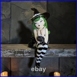 VIRAL Halloween Bella Lux Green Haired Sitting Witch 24 Inches 2026 Black Cat