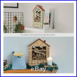 VIVOHOME Christmas Advent Calendar Countdown Treasure Box Wooden LED Decor Gift
