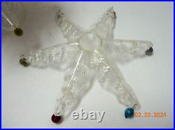 VTG 1950s CRYSTAL PINE Christmas Tree & Candle Holders with Glass Ornament-USA