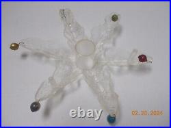 VTG 1950s CRYSTAL PINE Christmas Tree & Candle Holders with Glass Ornament-USA