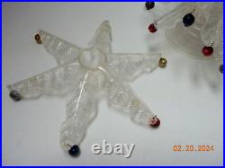 VTG 1950s CRYSTAL PINE Christmas Tree & Candle Holders with Glass Ornament-USA