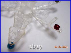VTG 1950s CRYSTAL PINE Christmas Tree & Candle Holders with Glass Ornament-USA
