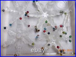 VTG 1950s CRYSTAL PINE Christmas Tree & Candle Holders with Glass Ornament-USA
