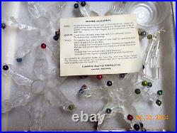 VTG 1950s CRYSTAL PINE Christmas Tree & Candle Holders with Glass Ornament-USA