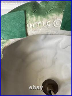 VTG 1967 Atlantic Mold Ceramic Green Christmas Tree & Base w Flocked Snow READ