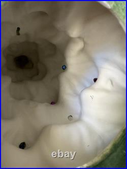 VTG 1967 Atlantic Mold Ceramic Green Christmas Tree & Base w Flocked Snow READ